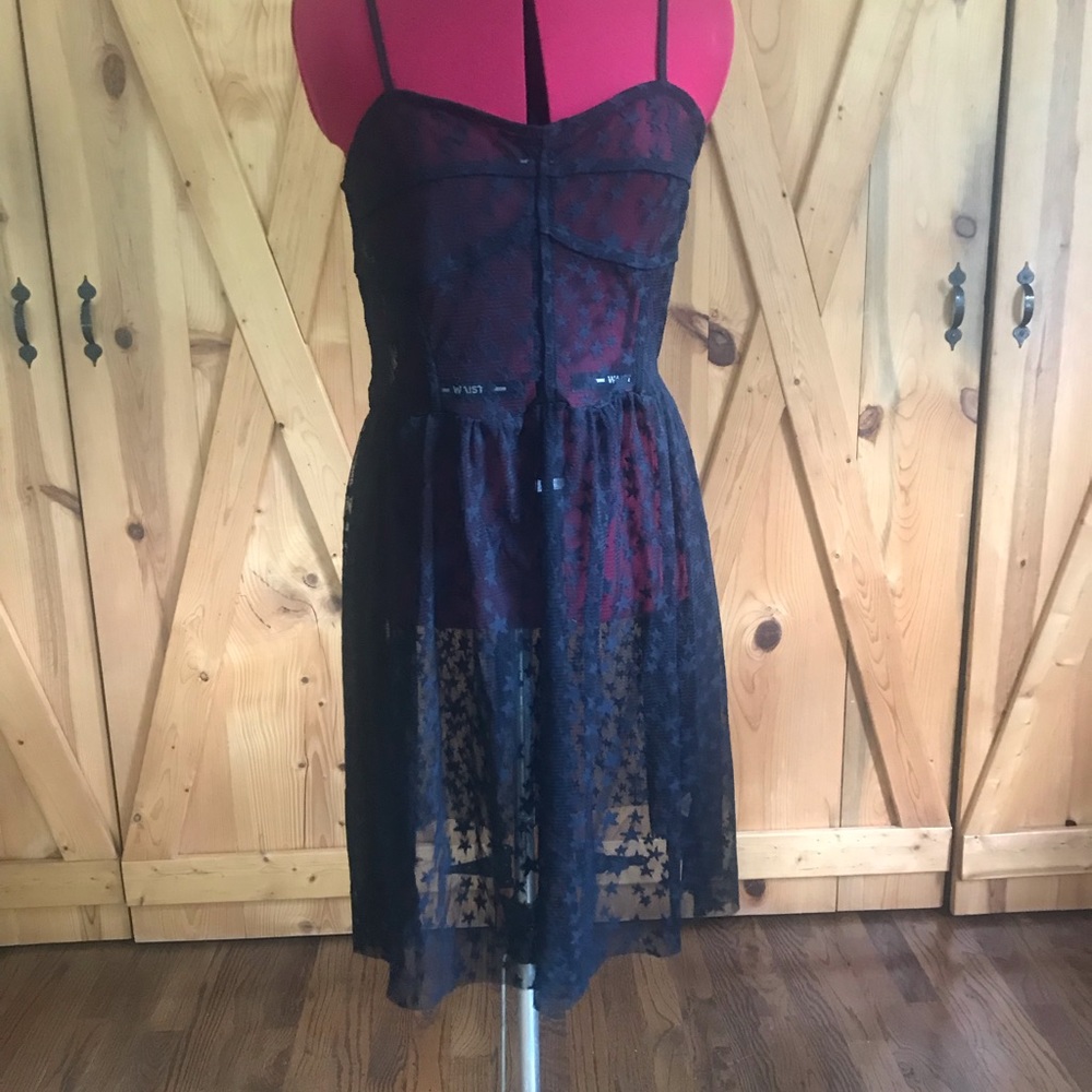 Sheer spaghetti strap black dress